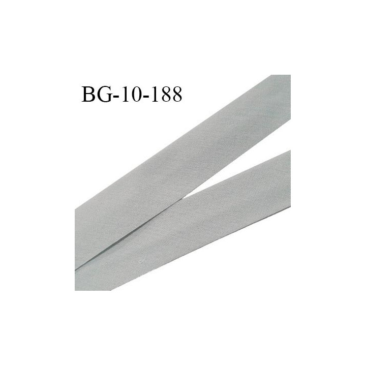 Biais galon 10 mm pré plié au dos 2 rabats de 5 mm coton polyester couleur gris largeur 10 mm prix au mètre