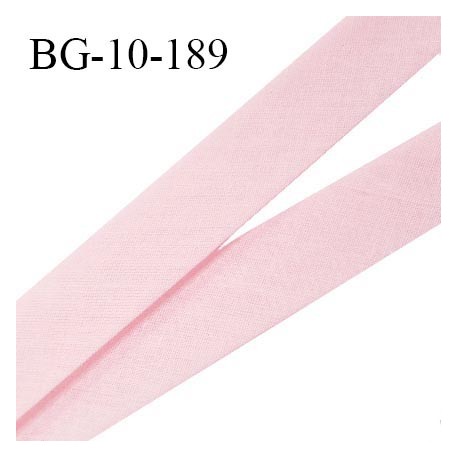 Biais galon 10 mm pré plié au dos 2 rabats de 5 mm coton polyester couleur rose pétale largeur 10 mm prix au mètre