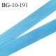 Biais galon 10 mm pré plié au dos 2 rabats de 5 mm coton polyester couleur bleu largeur 10 mm prix au mètre