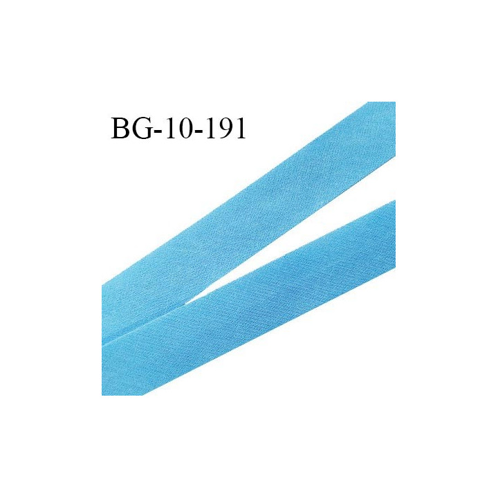 Biais galon 10 mm pré plié au dos 2 rabats de 5 mm coton polyester couleur bleu largeur 10 mm prix au mètre