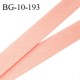 Biais galon 10 mm pré plié au dos 2 rabats de 5 mm coton polyester couleur rose saumon largeur 10 mm prix au mètre