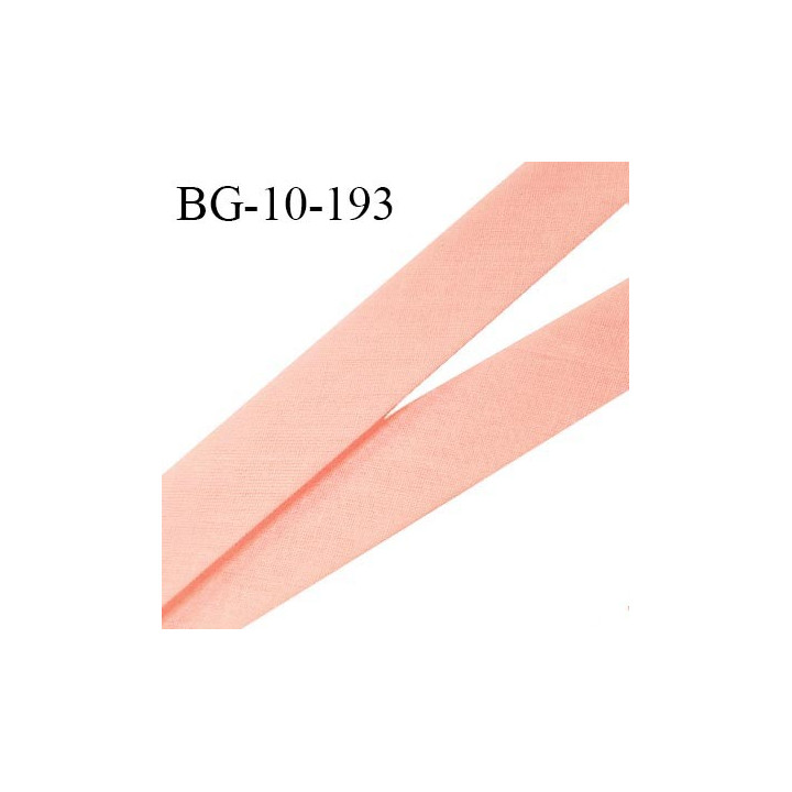 Biais galon 10 mm pré plié au dos 2 rabats de 5 mm coton polyester couleur rose saumon largeur 10 mm prix au mètre