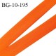 Biais galon 10 mm pré plié au dos 2 rabats de 5 mm coton polyester couleur orange carotte largeur 10 mm prix au mètre