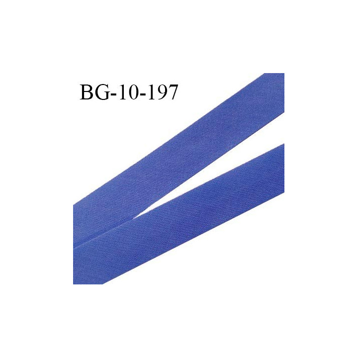 Biais galon 10 mm pré plié au dos 2 rabats de 5 mm coton polyester couleur bleu lavande largeur 10 mm prix au mètre