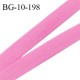 Biais galon 10 mm pré plié au dos 2 rabats de 5 mm coton polyester couleur rose largeur 10 mm prix au mètre