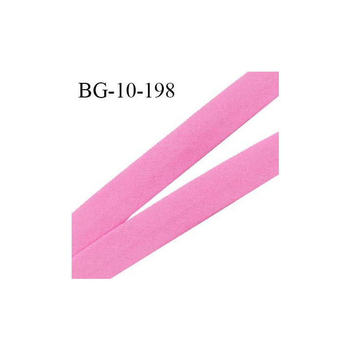 Biais galon 10 mm pré plié au dos 2 rabats de 5 mm coton polyester couleur rose largeur 10 mm prix au mètre