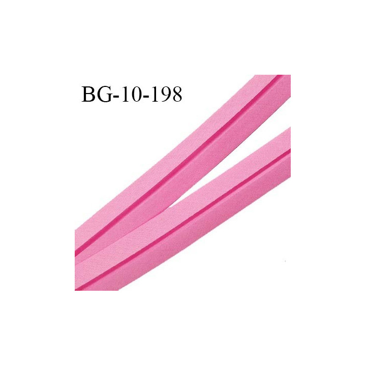 Biais galon 10 mm pré plié au dos 2 rabats de 5 mm coton polyester couleur rose largeur 10 mm prix au mètre