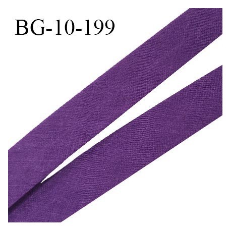 Biais galon 10 mm pré plié au dos 2 rabats de 5 mm coton polyester couleur violet largeur 10 mm prix au mètre