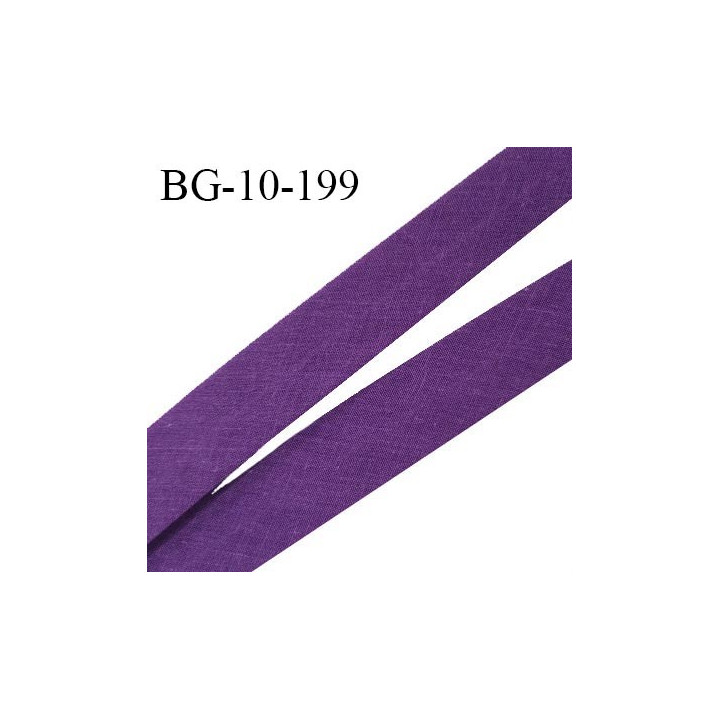 Biais galon 10 mm pré plié au dos 2 rabats de 5 mm coton polyester couleur violet largeur 10 mm prix au mètre