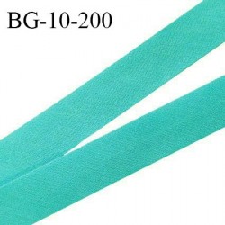 Biais galon 10 mm pré plié au dos 2 rabats de 5 mm coton polyester couleur vert bleu largeur 10 mm prix au mètre