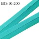 Biais galon 10 mm pré plié au dos 2 rabats de 5 mm coton polyester couleur vert bleu largeur 10 mm prix au mètre