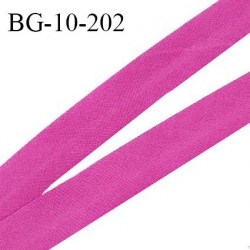 Biais galon 10 mm pré plié au dos 2 rabats de 5 mm coton polyester couleur pivoine largeur 10 mm prix au mètre