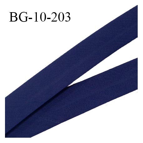 Biais galon 10 mm pré plié au dos 2 rabats de 5 mm coton polyester couleur bleu marine largeur 10 mm prix au mètre