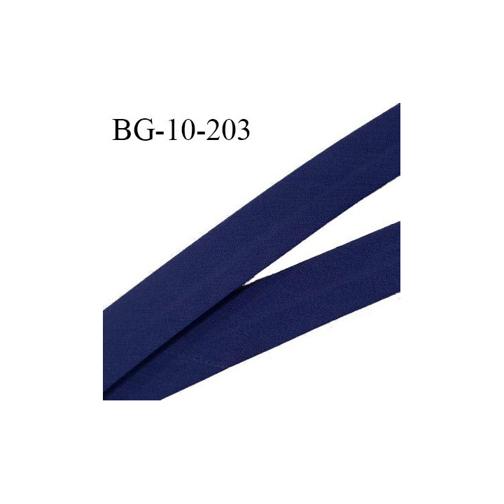 Biais galon 10 mm pré plié au dos 2 rabats de 5 mm coton polyester couleur bleu marine largeur 10 mm prix au mètre