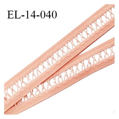 Elastique 14 mm lingerie entre-deux croisillons couleur rose pêche haut de gamme largeur 14 mm prix au mètre