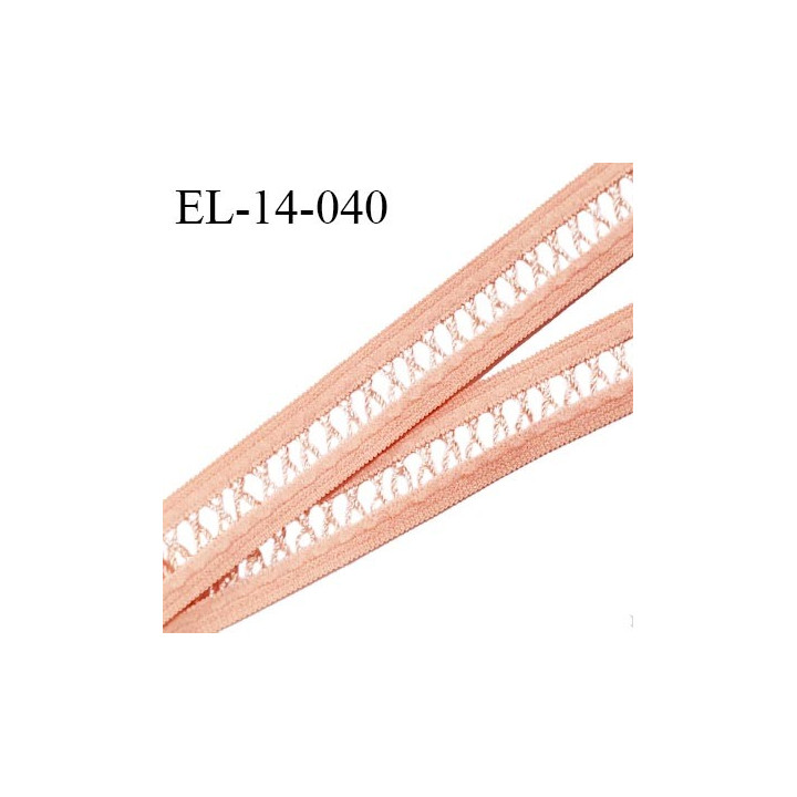 Elastique 14 mm lingerie entre-deux croisillons couleur rose pêche haut de gamme largeur 14 mm prix au mètre