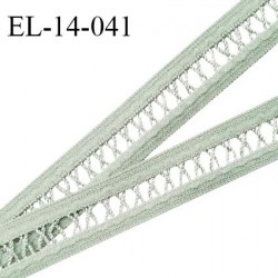 Elastique 14 mm lingerie entre-deux croisillons couleur vert de gris haut de gamme largeur 14 mm prix au mètre