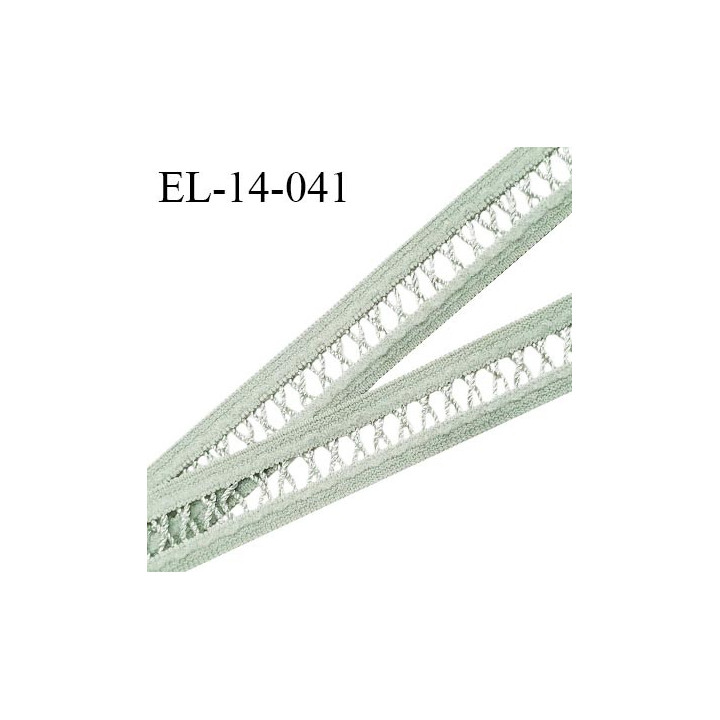 Elastique 14 mm lingerie entre-deux croisillons couleur vert de gris haut de gamme largeur 14 mm prix au mètre