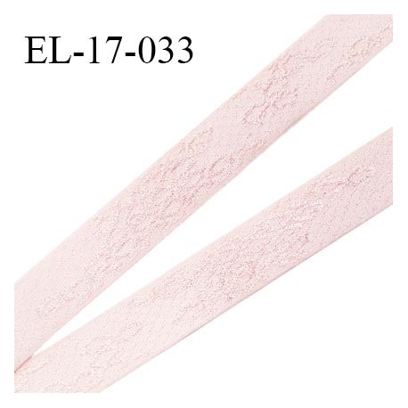 Elastique lingerie 16 mm couleur rose pétale avec motifs brodés bonne élasticité largeur 16 mm prix au mètre