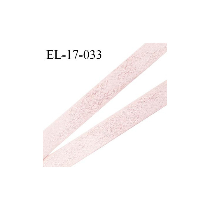 Elastique lingerie 16 mm couleur rose pétale avec motifs brodés bonne élasticité largeur 16 mm prix au mètre