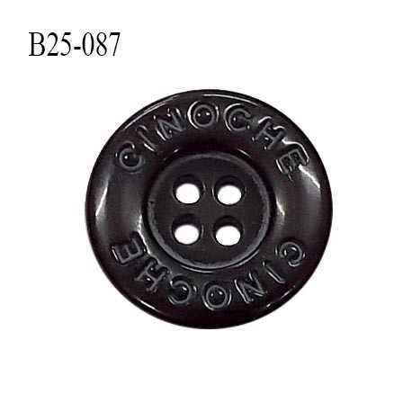 Bouton 25 mm inscription Cinoche en pvc couleur café 4 trous diamètre 25 mm épaisseur 6 mm prix à l'unité