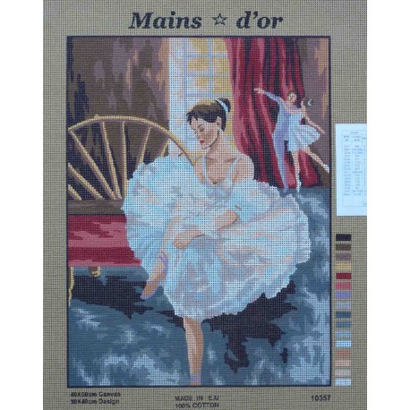 canevas 40x50 marque MAINS D'OR danseuse dimension 40 centimètres par 50 centimètres 100 % coton