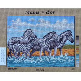 canevas 40x50 marque MAINS D'OR zèbre dimension 40 centimètres par 50 centimètres 100 % coton