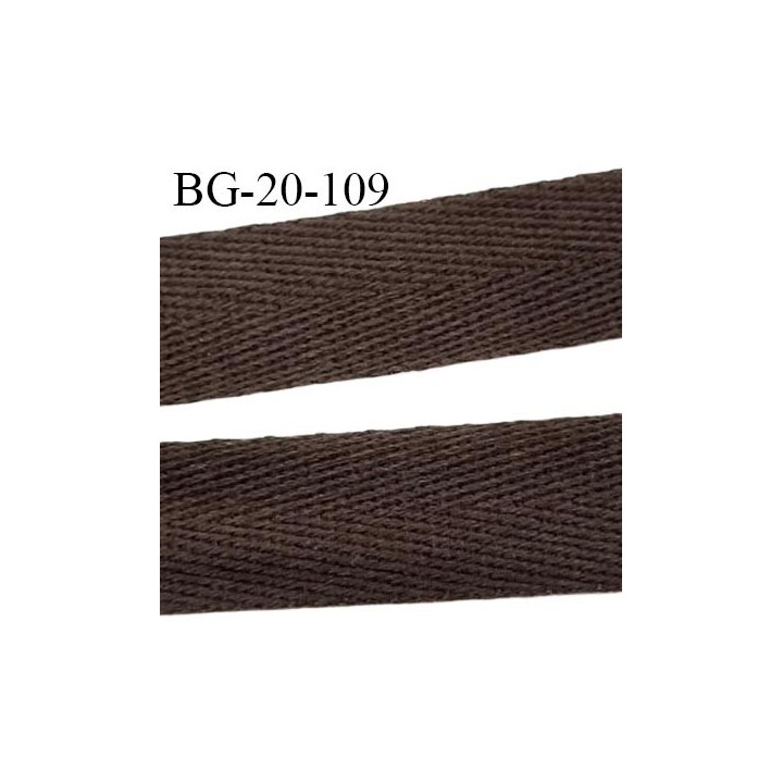 Biais sergé 20 mm coton souple et doux couleur marron largeur 20 mm prix au mètre