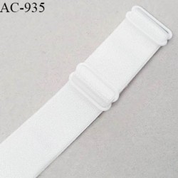 Bretelle 24 mm lingerie SG haut de gamme couleur blanc brillant finition avec 2 barrettes longueur 23 cm plus le réglage