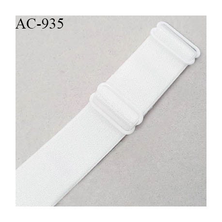 Bretelle 24 mm lingerie SG haut de gamme couleur blanc brillant finition avec 2 barrettes longueur 23 cm plus le réglage