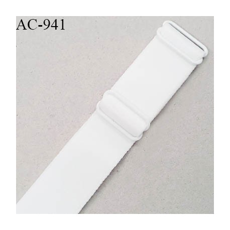 Bretelle 24 mm lingerie SG haut de gamme couleur blanc finition avec 2 barrettes longueur 22 cm prix à la pièce