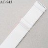 Bretelle 19 mm lingerie SG haut de gamme couleur blanc finition avec 2 barrettes longueur 22 cm plus le réglage prix à la pièce