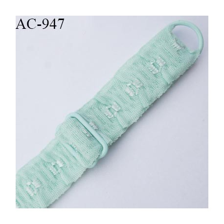 Bretelle lingerie SG 16 mm très haut de gamme couleur vert aqua avec 1 barrette + 1 anneau longueur 32 cm prix à l'unité