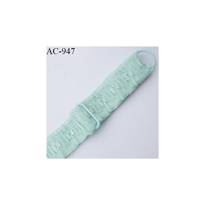 Bretelle lingerie SG 16 mm très haut de gamme couleur vert aqua avec 1 barrette + 1 anneau longueur 32 cm prix à l'unité