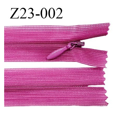 Fermeture zip 23 cm couleur magenta non séparable avec glissière nylon largeur 2.5 cm prix à l'unité