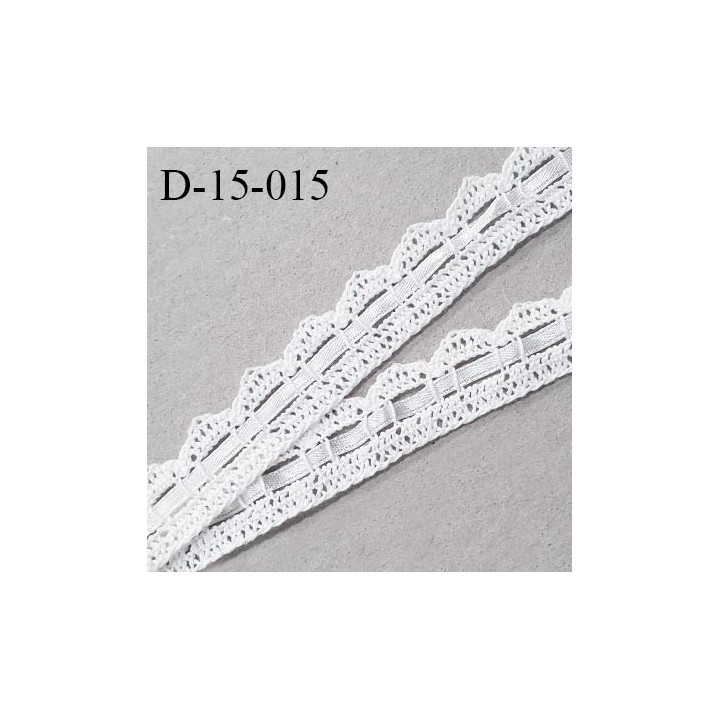 Dentelle crochet 15 mm couleur blanc avec ruban satin largeur 15 mm prix au mètre