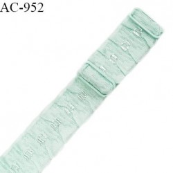Bretelle lingerie SG 24 mm très haut de gamme couleur vert aqua avec deux barrettes longueur 32 cm