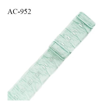 Bretelle lingerie SG 24 mm très haut de gamme couleur vert aqua avec deux barrettes longueur 32 cm