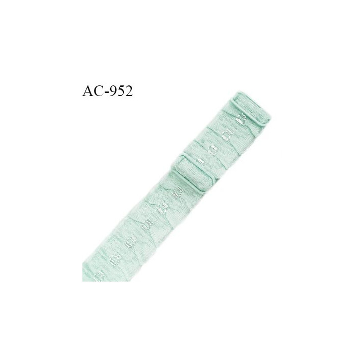 Bretelle lingerie SG 24 mm très haut de gamme couleur vert aqua avec deux barrettes longueur 32 cm
