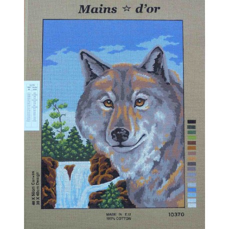 canevas 40x50 marque MAINS D'OR chien husky dimension 40 centimètres par 50 centimètres 100 % coton