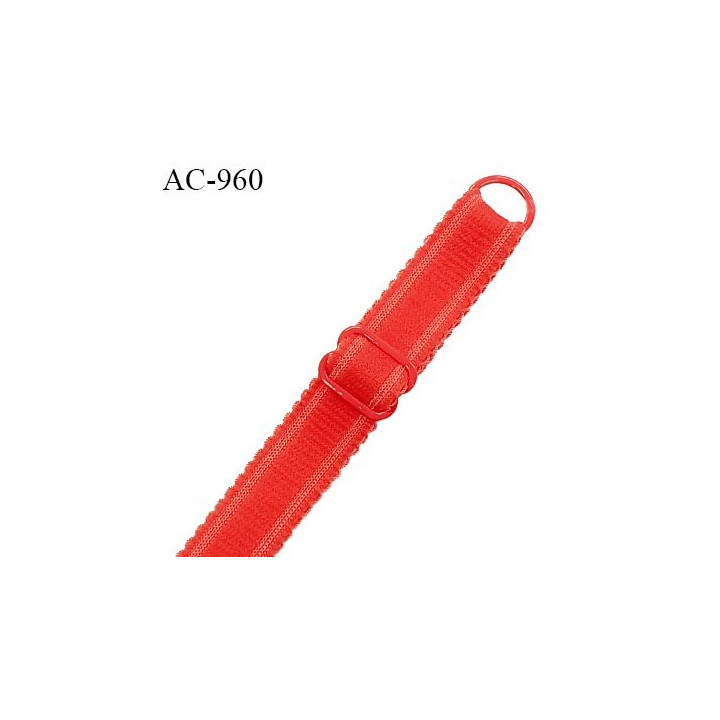 Bretelle 16 mm lingerie SG haut de gamme couleur rouge garance finition avec 1 barrette 1 anneau longueur 37cm prix à la pièce