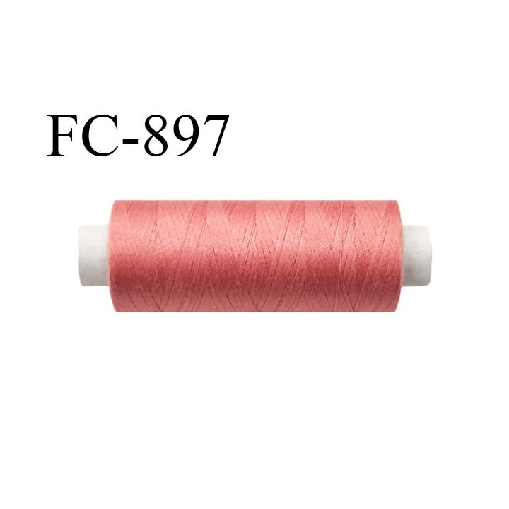 Bobine 500 m fil Polyester n° 120  rose saumon foncé 500 mètres fil européen bobiné en Europe ou France certifié oeko tex