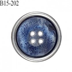 Bouton 15 mm en pvc couleur bleu et gris diamètre 15 mm épaisseur 4 mm prix à l'unité