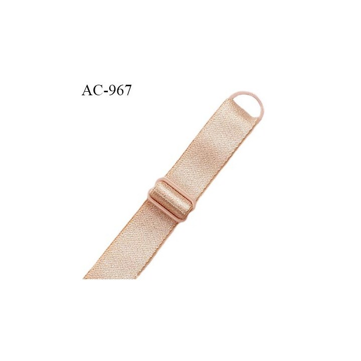Bretelle lingerie SG 16 mm très haut de gamme couleur caramel blond brillant 1 barrette + 1 anneau longueur 18 cm prix à l'unité