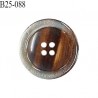 Bouton 25 mm en pvc 4 trous couleur gris et marron brillant diamètre 25 mm épaisseur 4.5 mm prix à l'unité