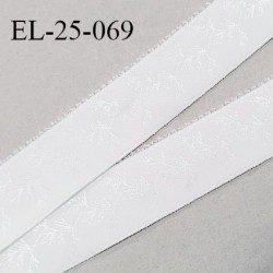 Elastique 25 mm haut de gamme avec motifs brillants couleur ivoire écru largeur 25 mm prix au mètre