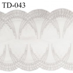 Dentelle 230 mm de large brodée sur tulle extensible couleur quartz haut de gamme douce toucher agréable prix pour 1 mètre