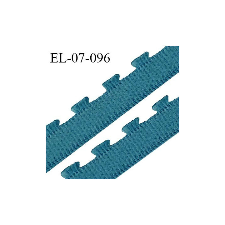 Elastique 7 mm picot bretelle et lingerie couleur bleu vert (fleur de lagune) haut de gamme Fabriqué en France prix au mètre