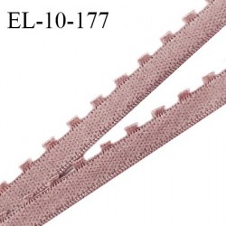 Elastique 10 mm lingerie haut de gamme couleur bois de rose fabriqué en France largeur 8 mm + 2 mm picots prix au mètre