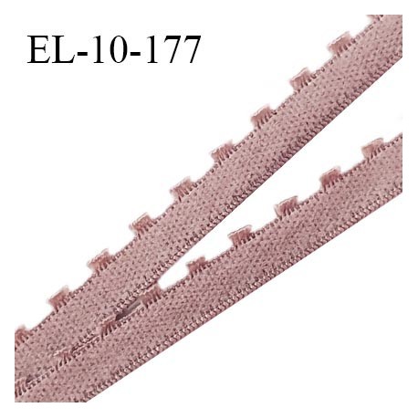 Elastique 10 mm lingerie haut de gamme couleur bois de rose fabriqué en France largeur 8 mm + 2 mm picots prix au mètre